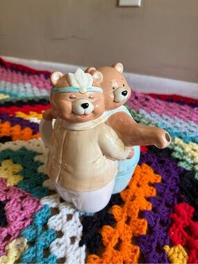 Vintage Applause Dancing Teapot Collection Double Bear Ceramic Teapot